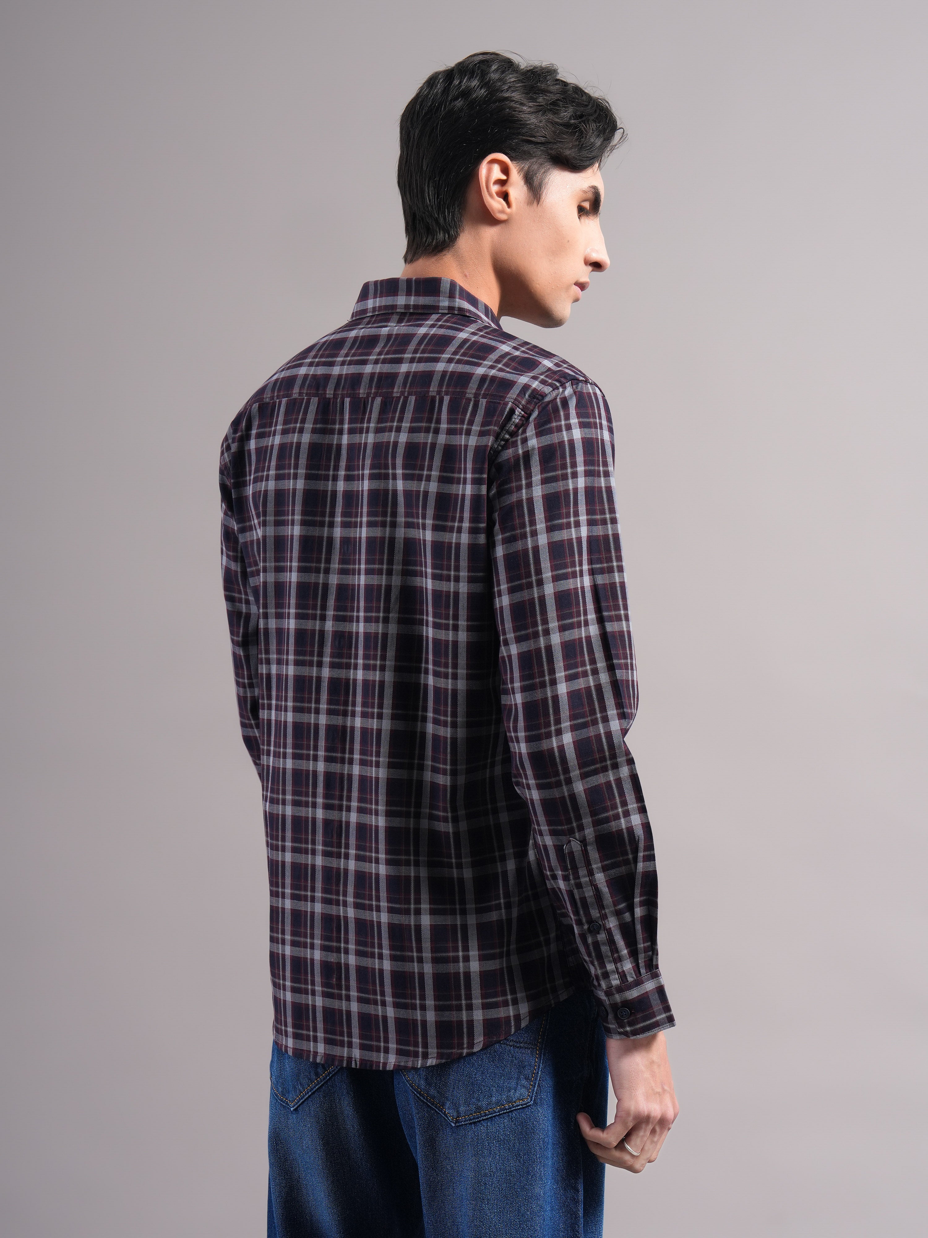 Men Smart Slim Fit Tartan Checks Checked Casual Shirt