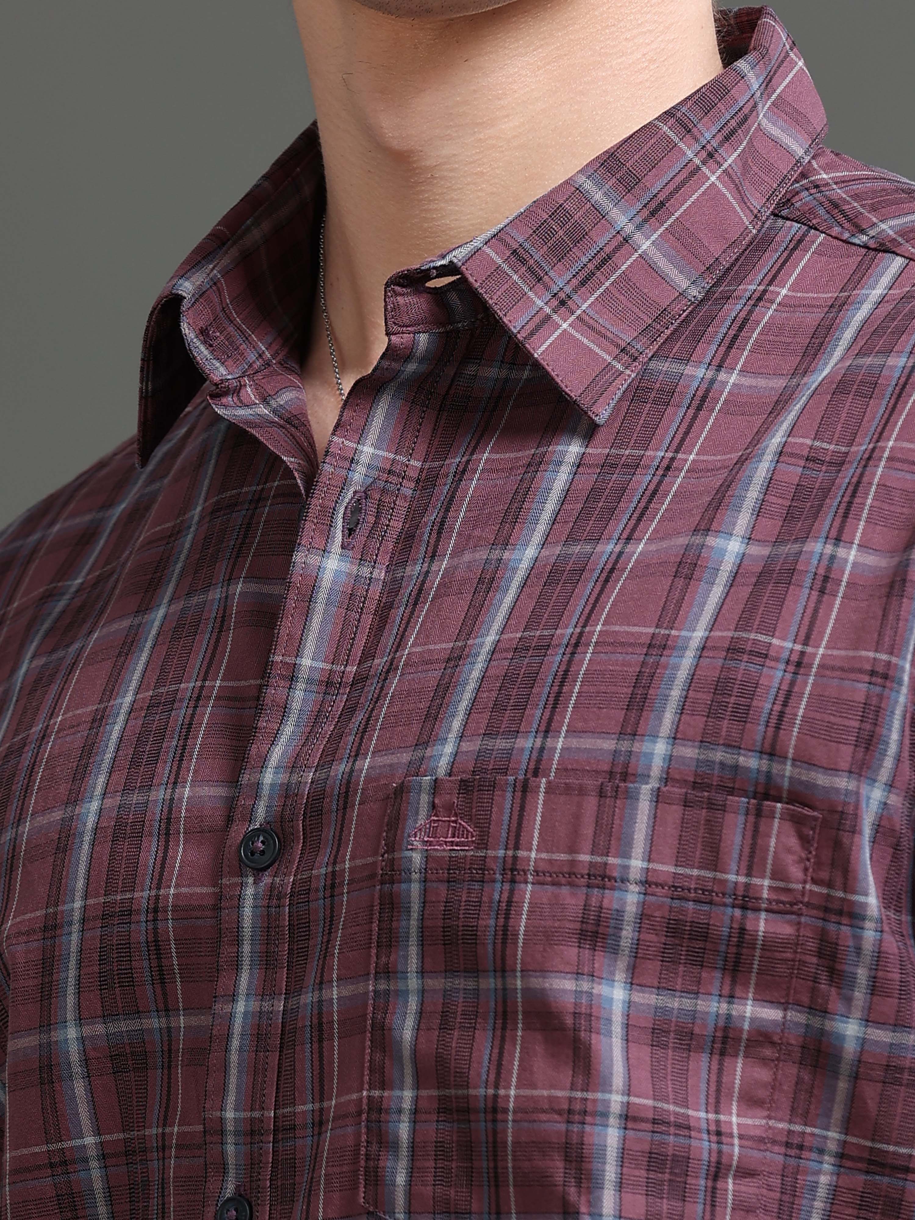 Men Smart Slim Fit Tartan Checks Checked Casual Shirt