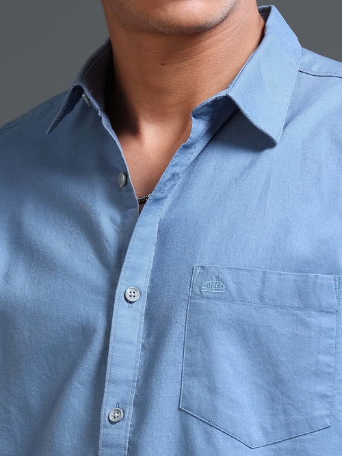 Men Premium Blue Oxford Solid