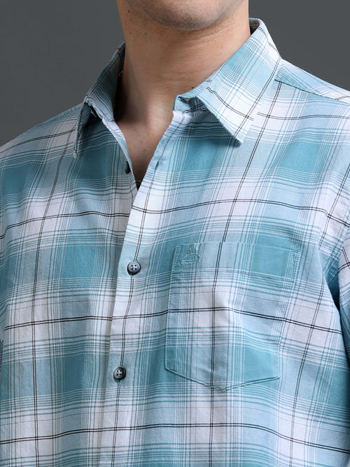 Men's Slim Fit Checked Cotton Shirt