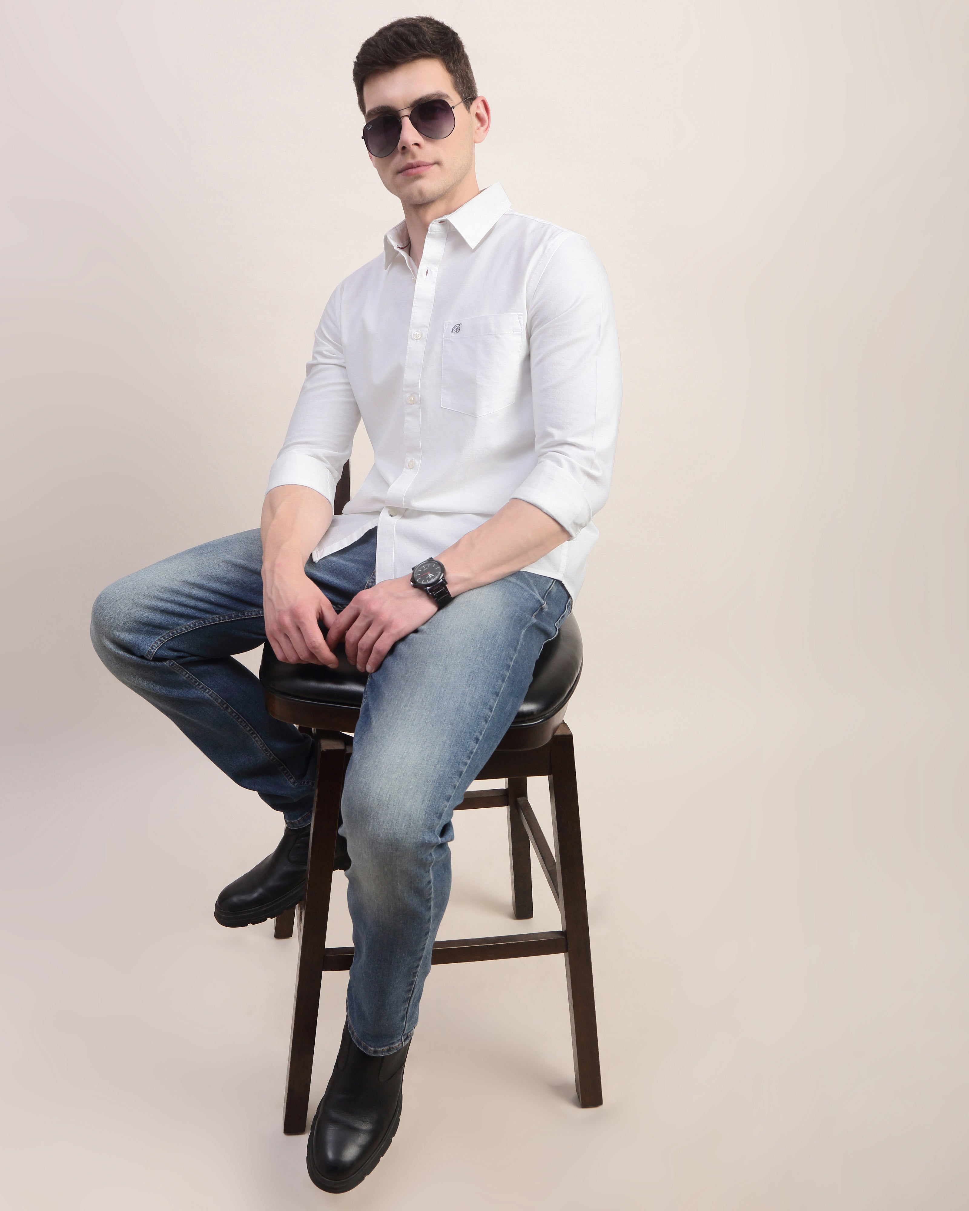 Men Slim Fit Oxford Cotton Casual Shirt