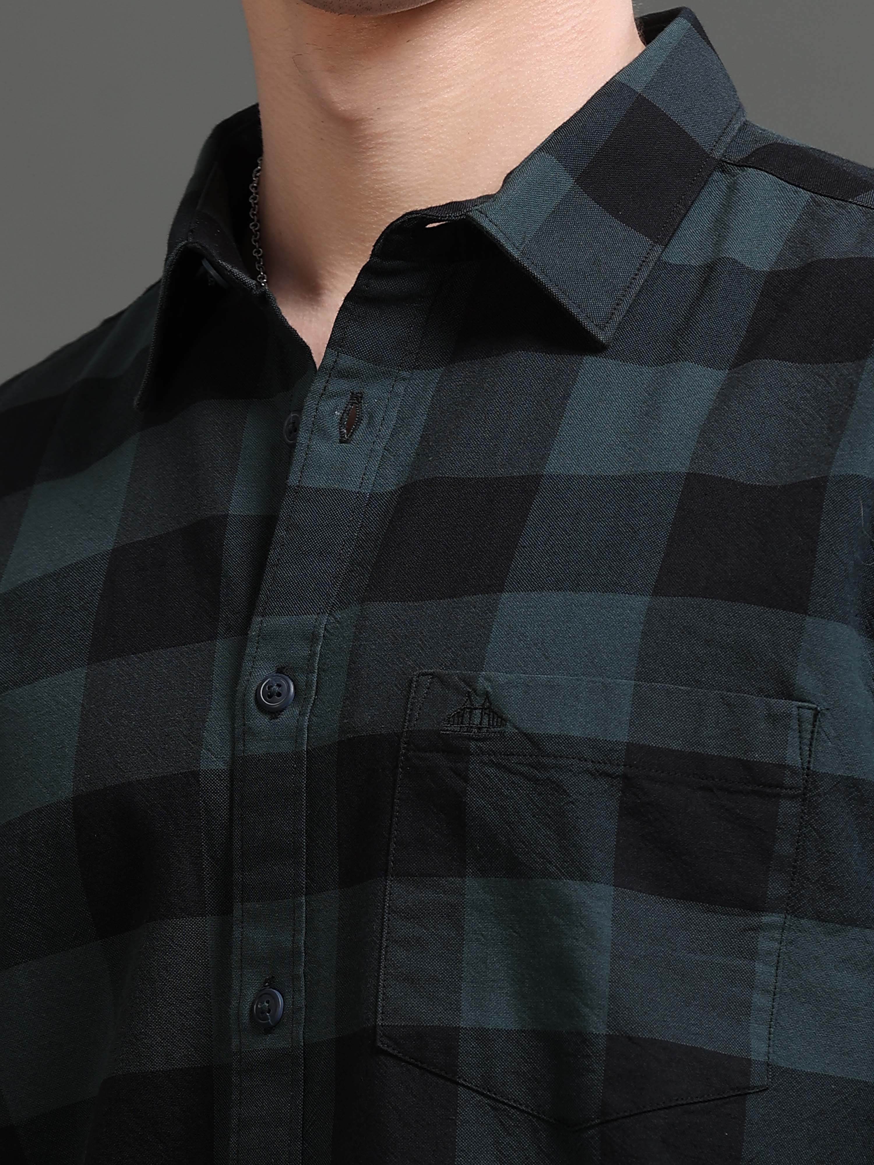 Men Smart Slim Fit Buffalo Checks Checked Casual Shirt