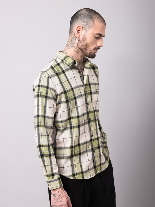 Cotton Linen Checks Casual Shirt