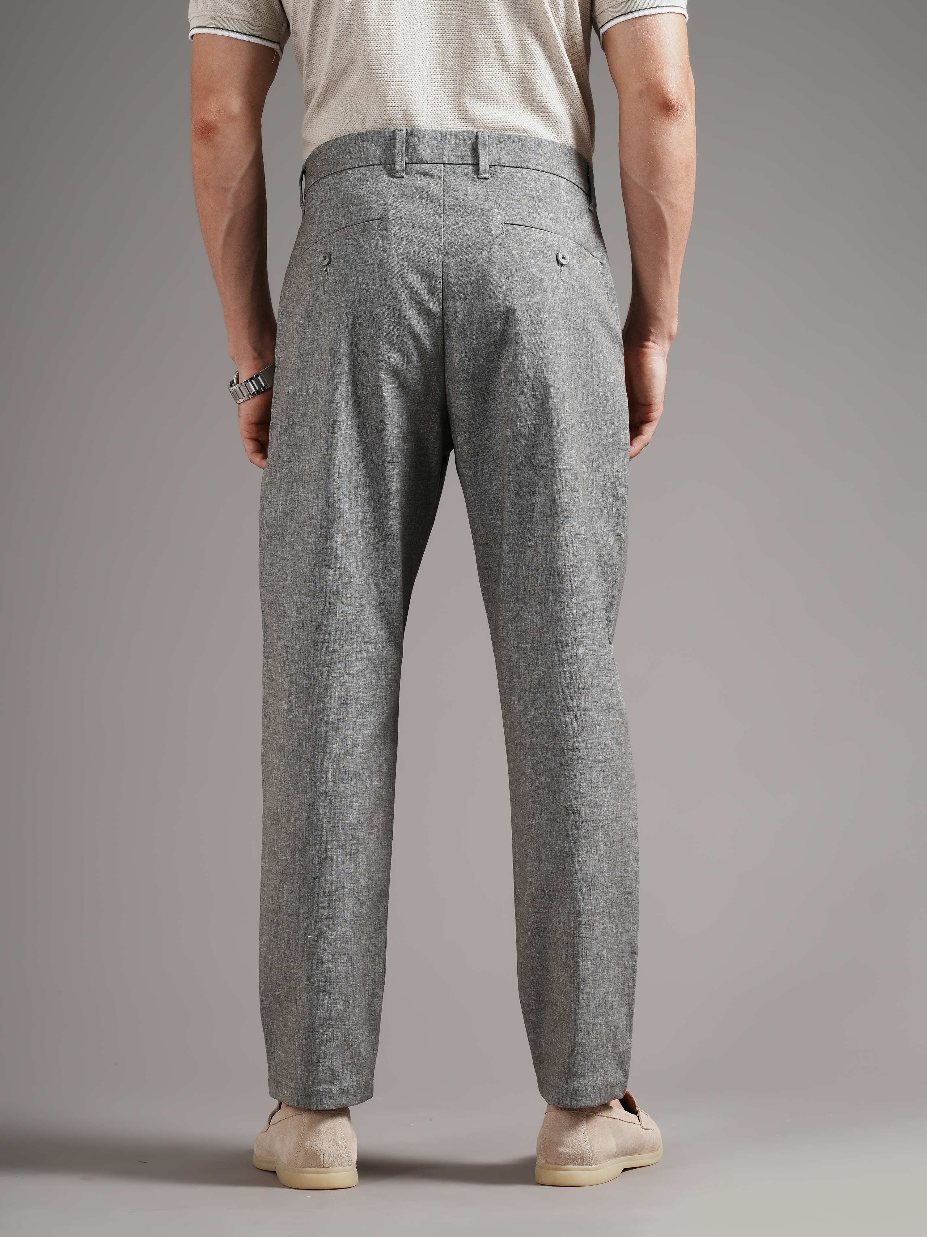 Men Tailored Straight Fit Low-Rise Trousers