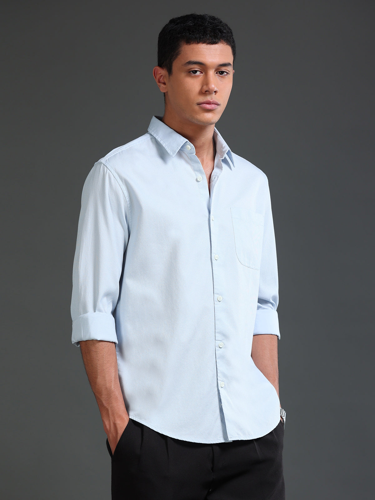 Men Dobby Solid Shirts