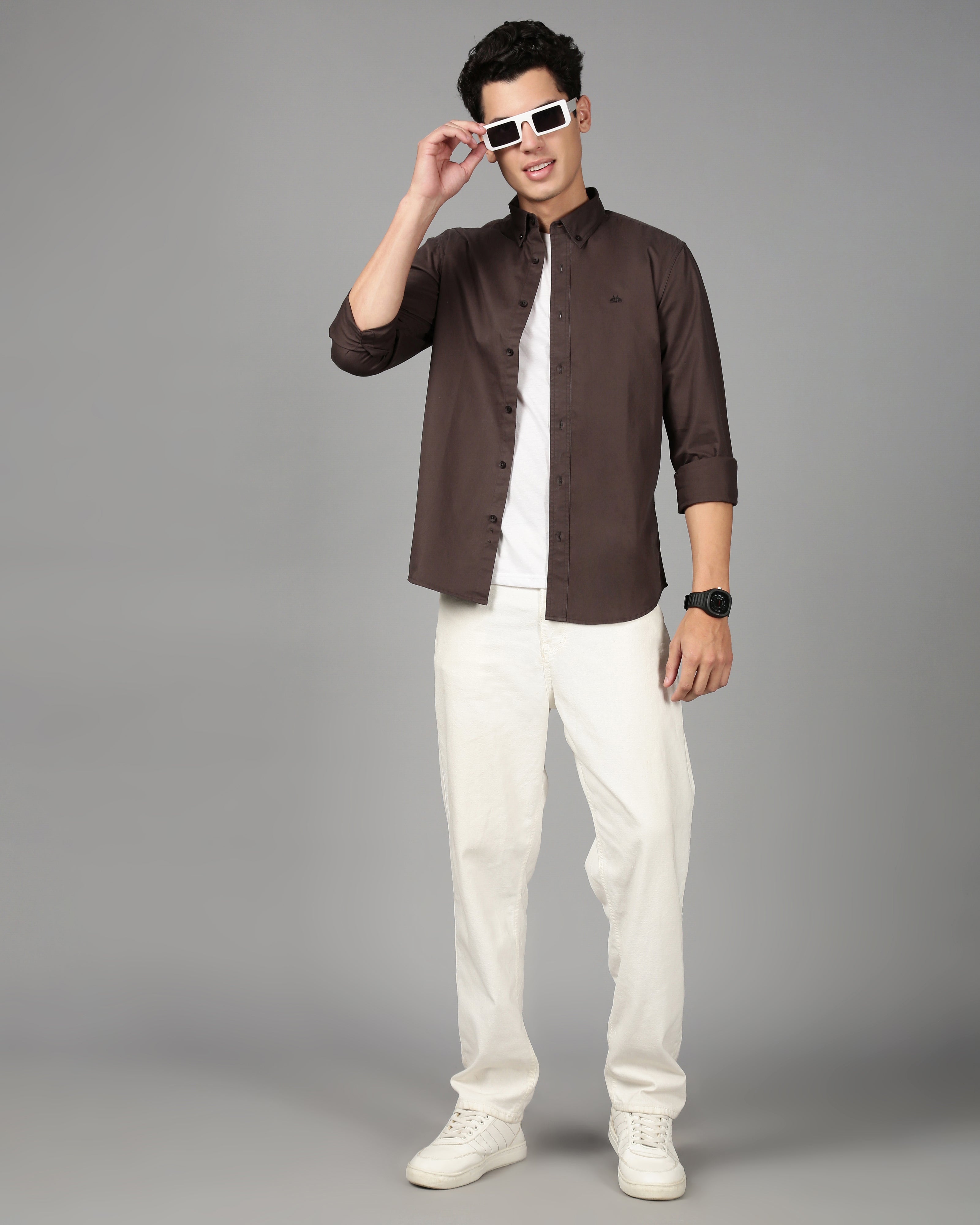 Smart Slim Fit Spread Collar Cotton Casual Shirt
