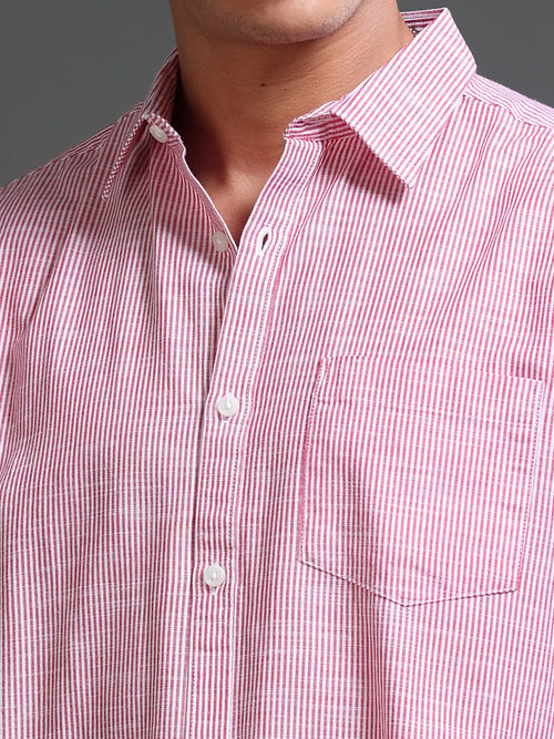 Men Stripes Red Shirts
