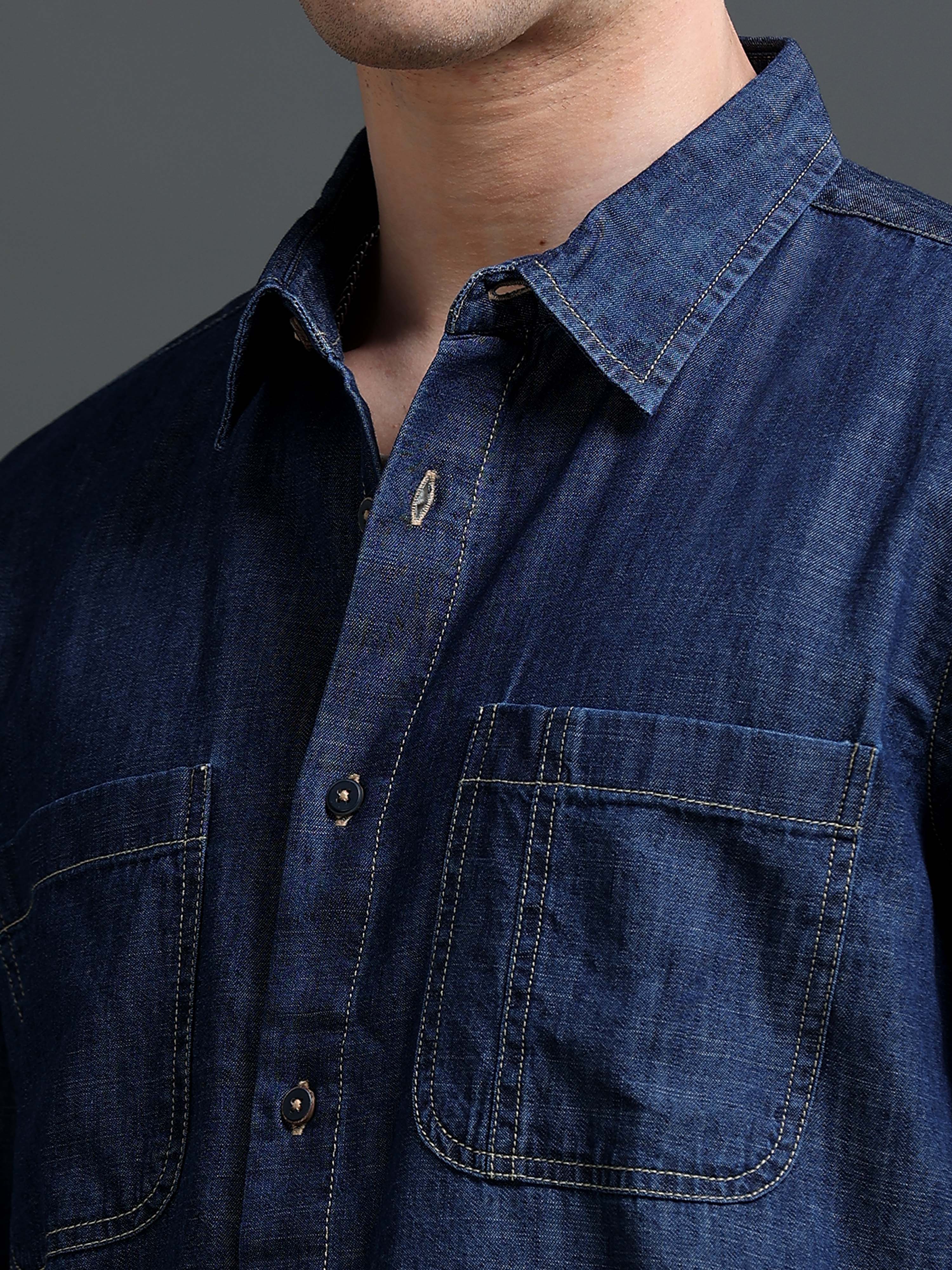 Men's Indigo Denim Slim Fit Shirt