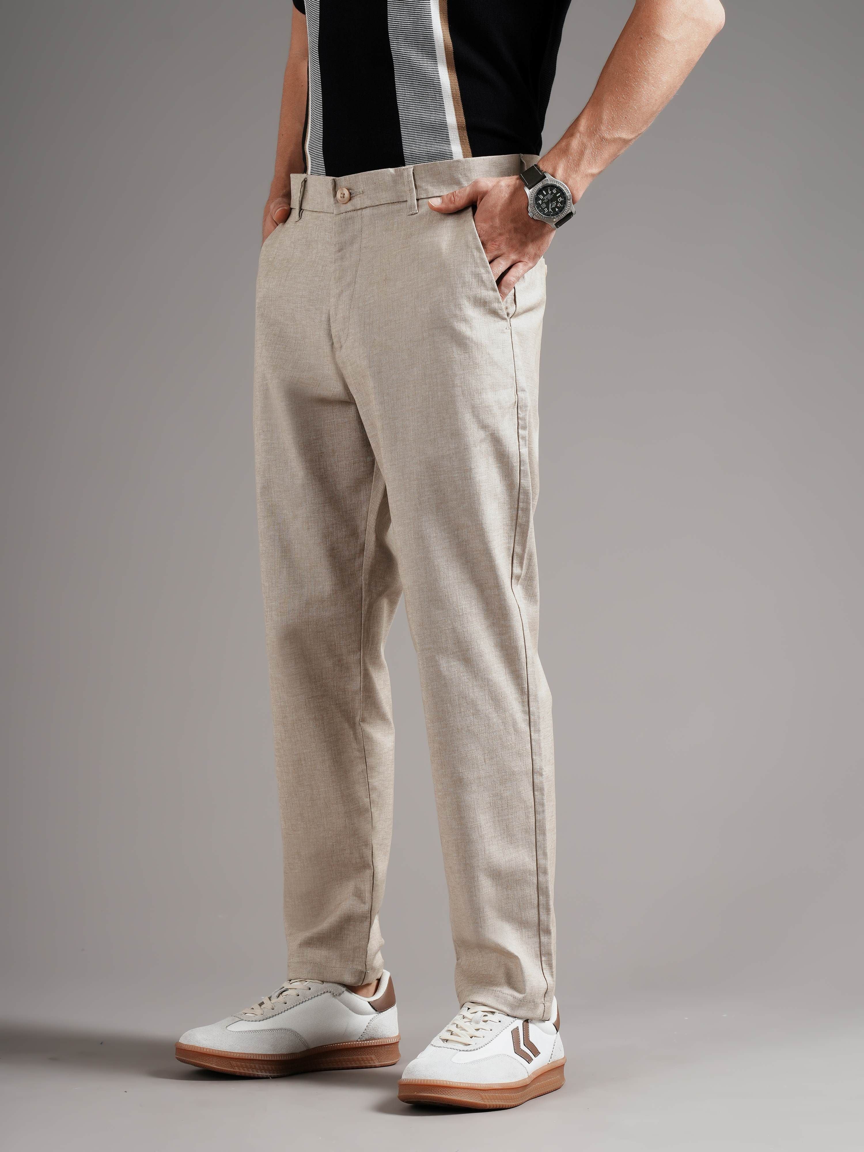 Men Tailored Straight Fit Low-Rise Trousers