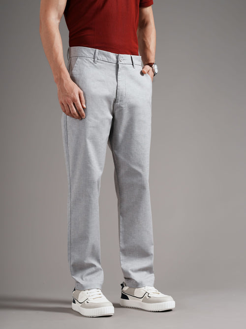 Men Tailored Straight Fit Low-Rise Trousers