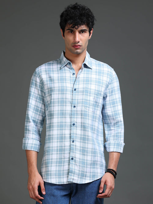 Men's Slub Herringbone Checks Shirt