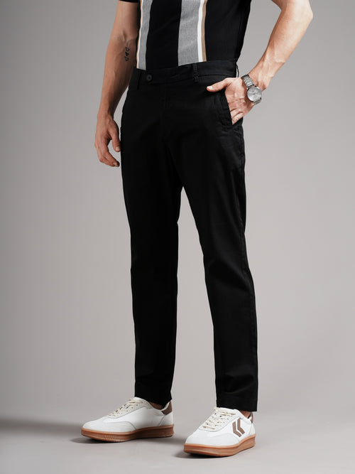 Men Tailored Low-Rise Chinos Trousers