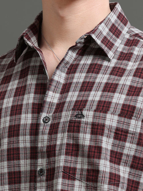 Men Smart Slim Fit Tartan Checks Checked Casual Shirt