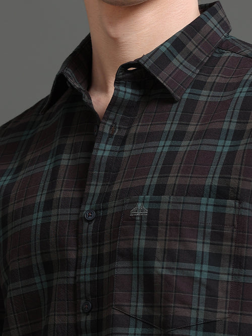 Men Smart Slim Fit Tartan Checks Checked Casual Shirt