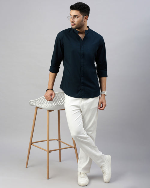 MEN'S SOLID SHIRT WITH MANDARIN COLLAR