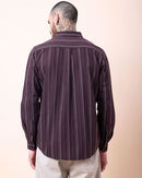 Men Comfort Button-Down Collar Vertical Striped Cotton Casual Shirt