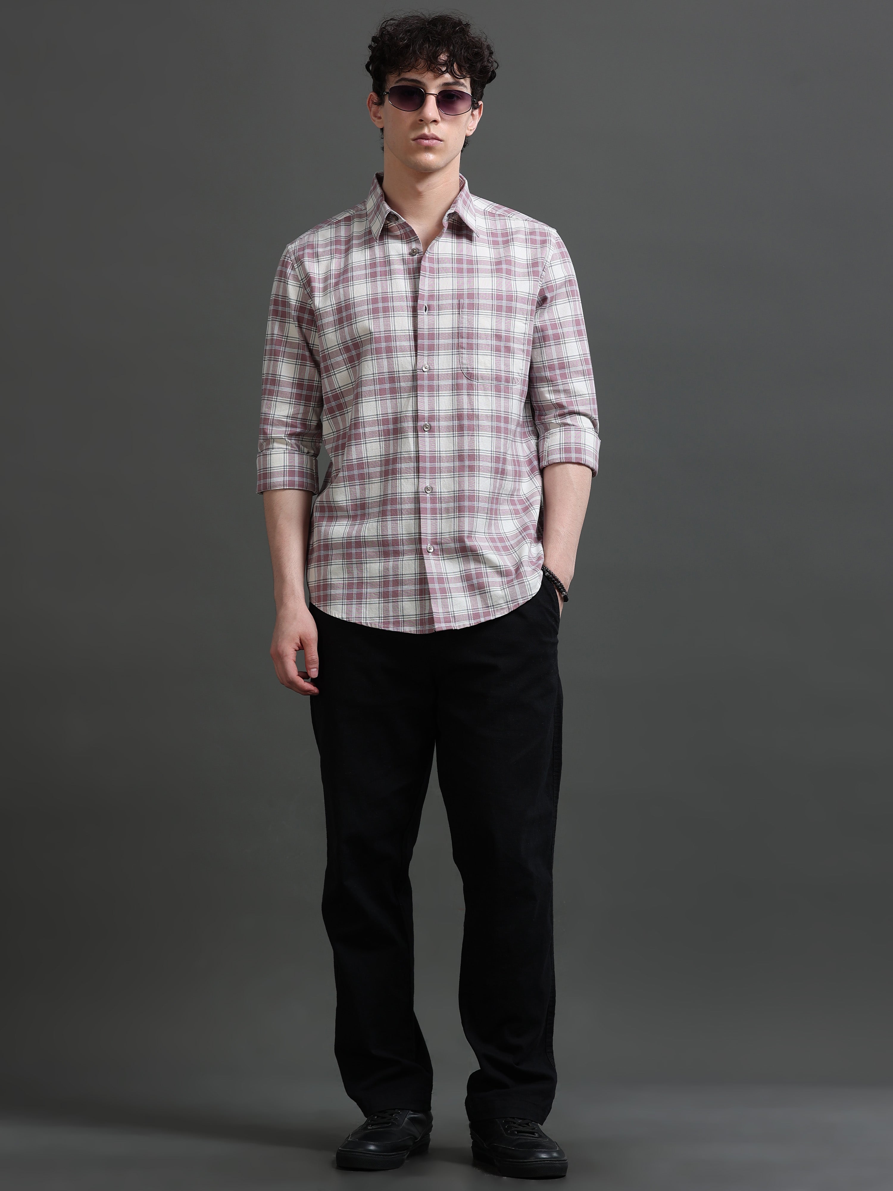 Men Smart Slim Fit Checked Casual Shirt