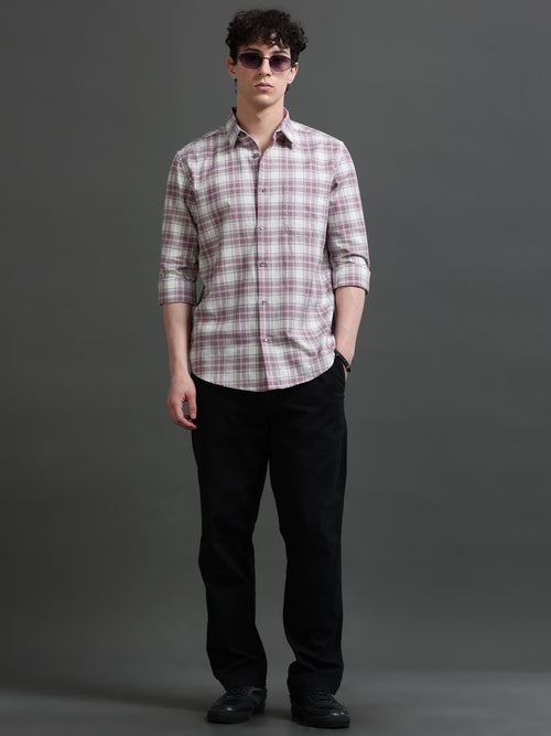 Men Smart Slim Fit Checked Casual Shirt