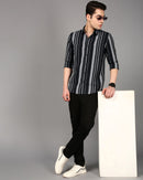 Comfort Slim Fit Striped Spread Collar Pure Cotton Casual Shirt