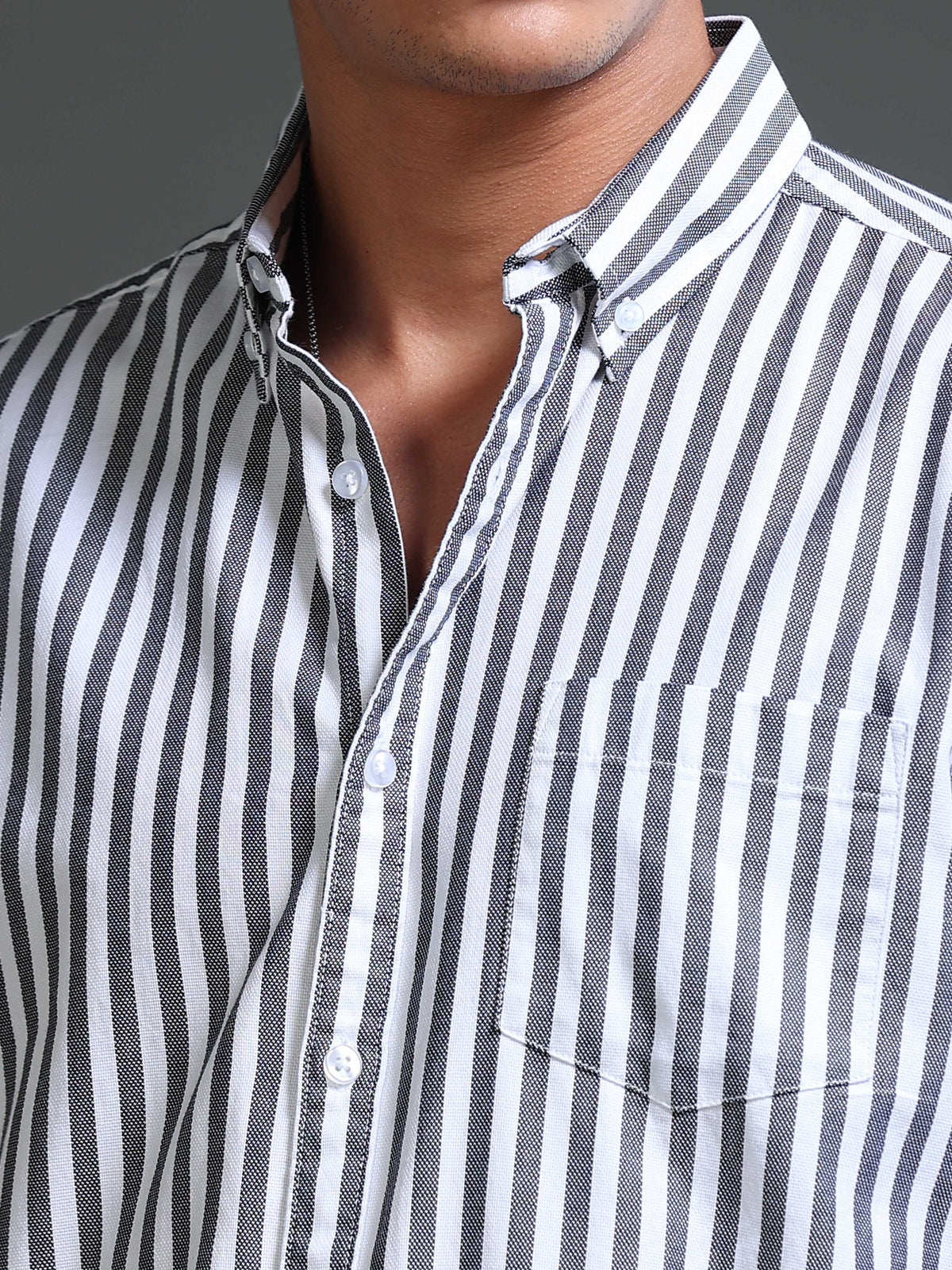 Men Stripes  Black Shirts