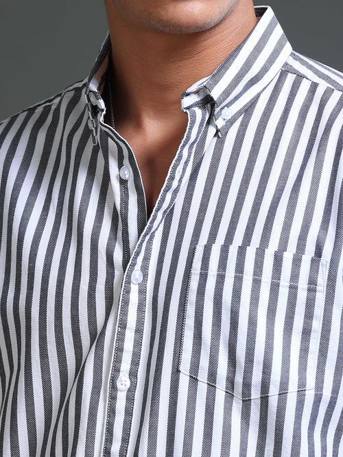 Men Stripes  Black Shirts