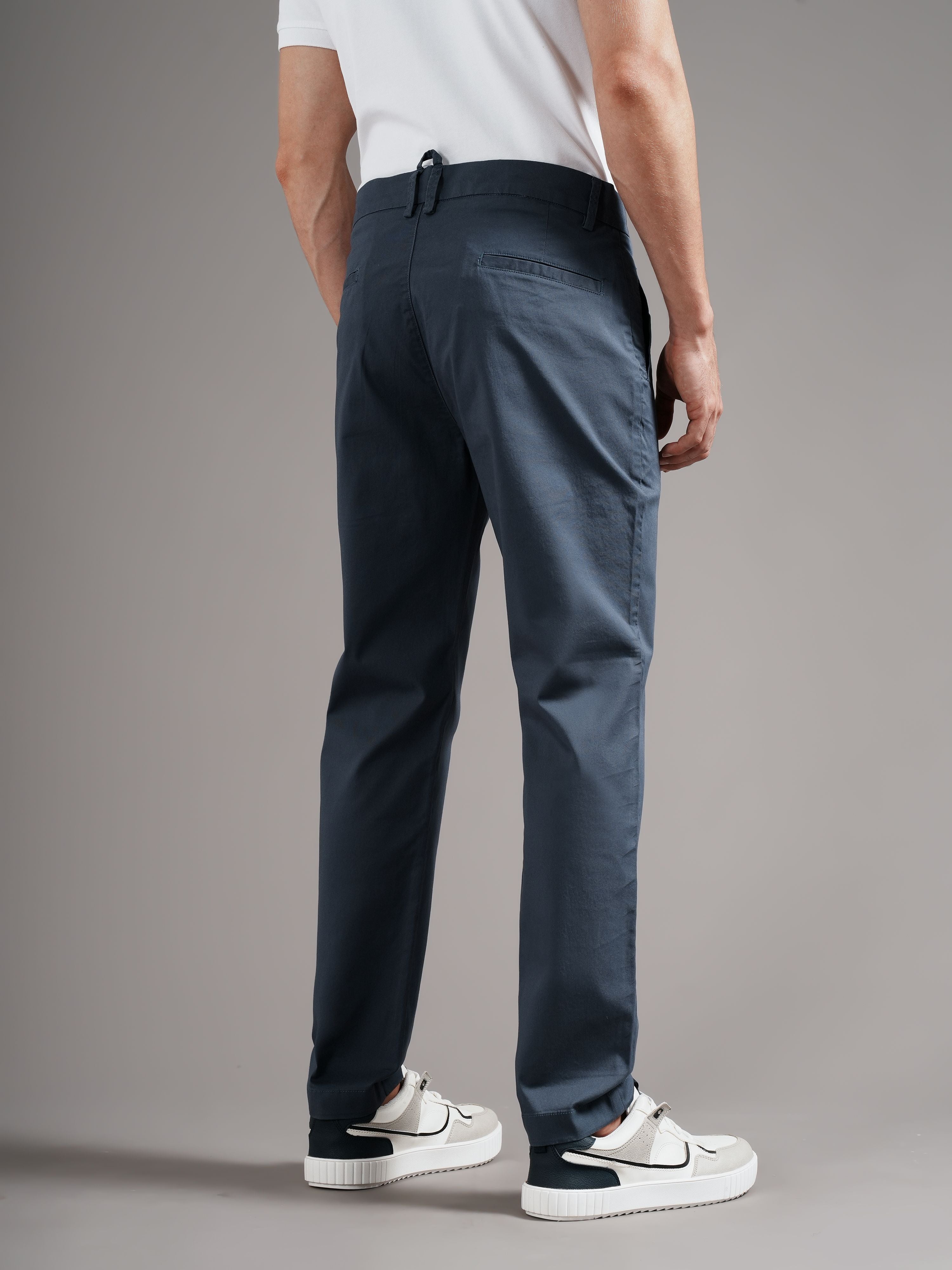 Men Tailored Low-Rise Chinos Trousers