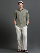 Men's Slub Slim Fit Solid Shirt