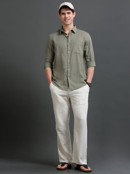 Men's Slub Slim Fit Solid Shirt