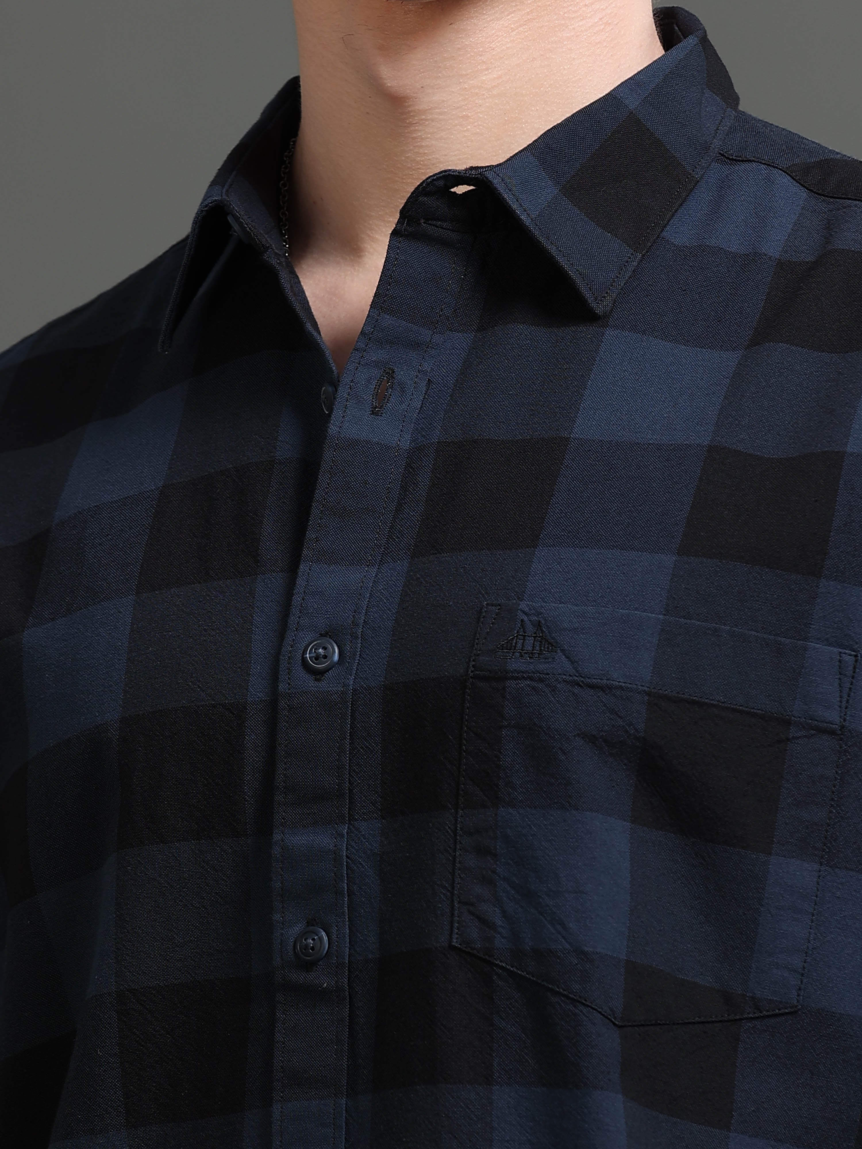 Men Smart Slim Fit Buffalo Checks Checked Casual Shirt