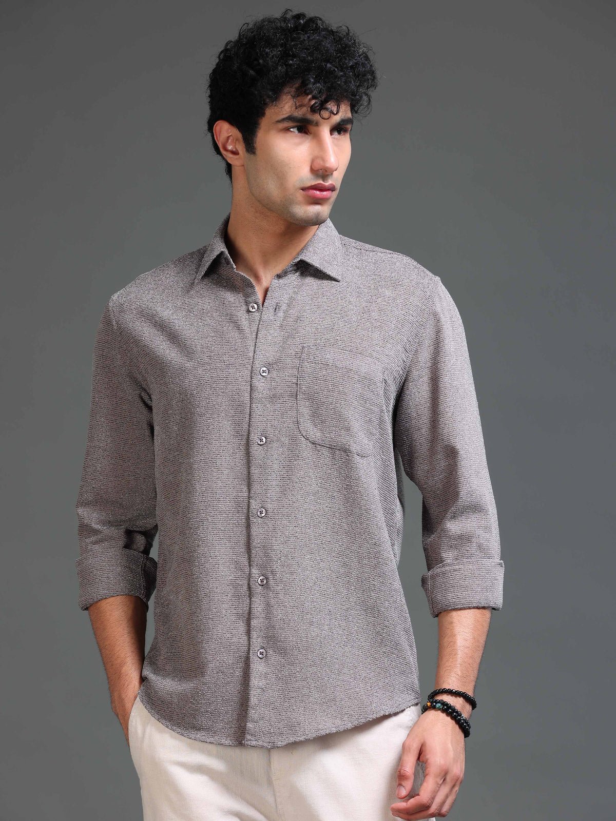 Men's Textured Solid Shirt