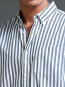 Men Stripes Green Shirts