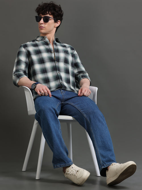 Men Smart Slim Fit Tartan Checks Checked Casual Shirt