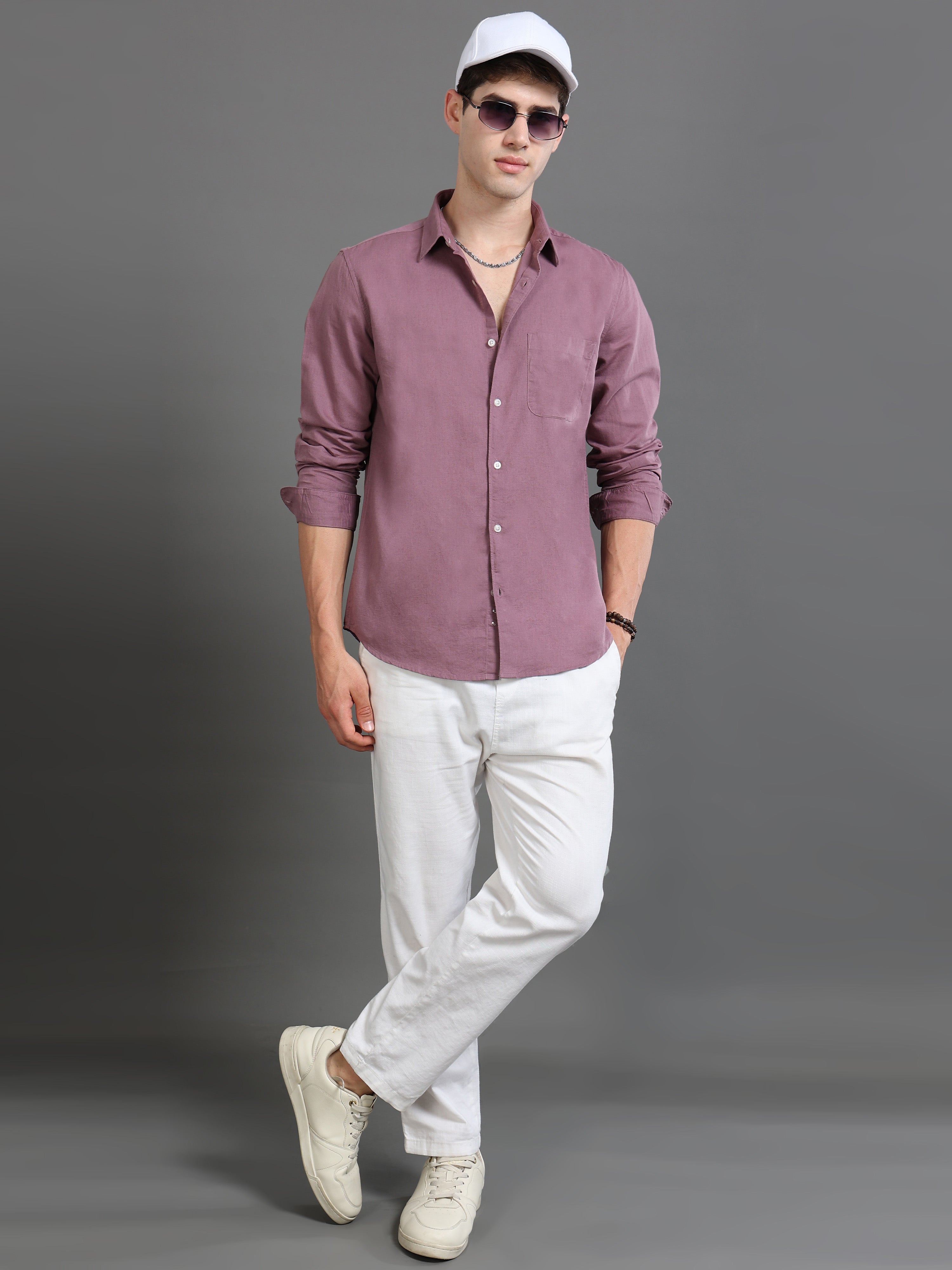 Men Smart Cotton Linen Slim Fit Shirt