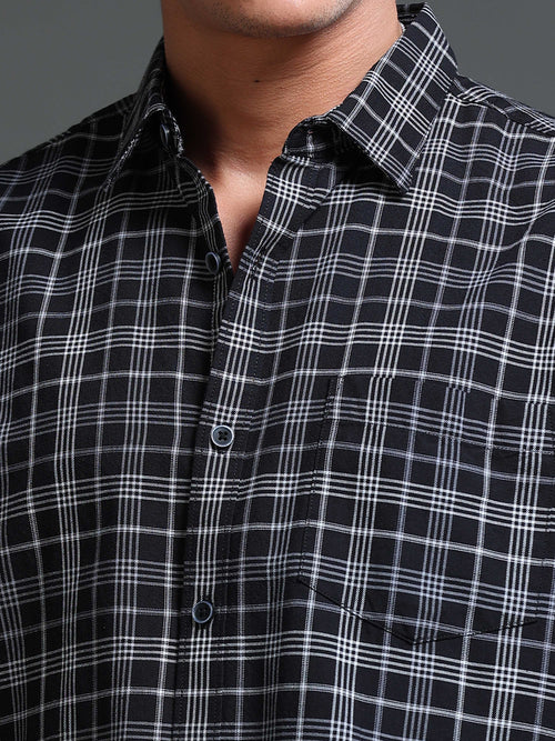 Men's Premium Oxford Checks Black Shirt