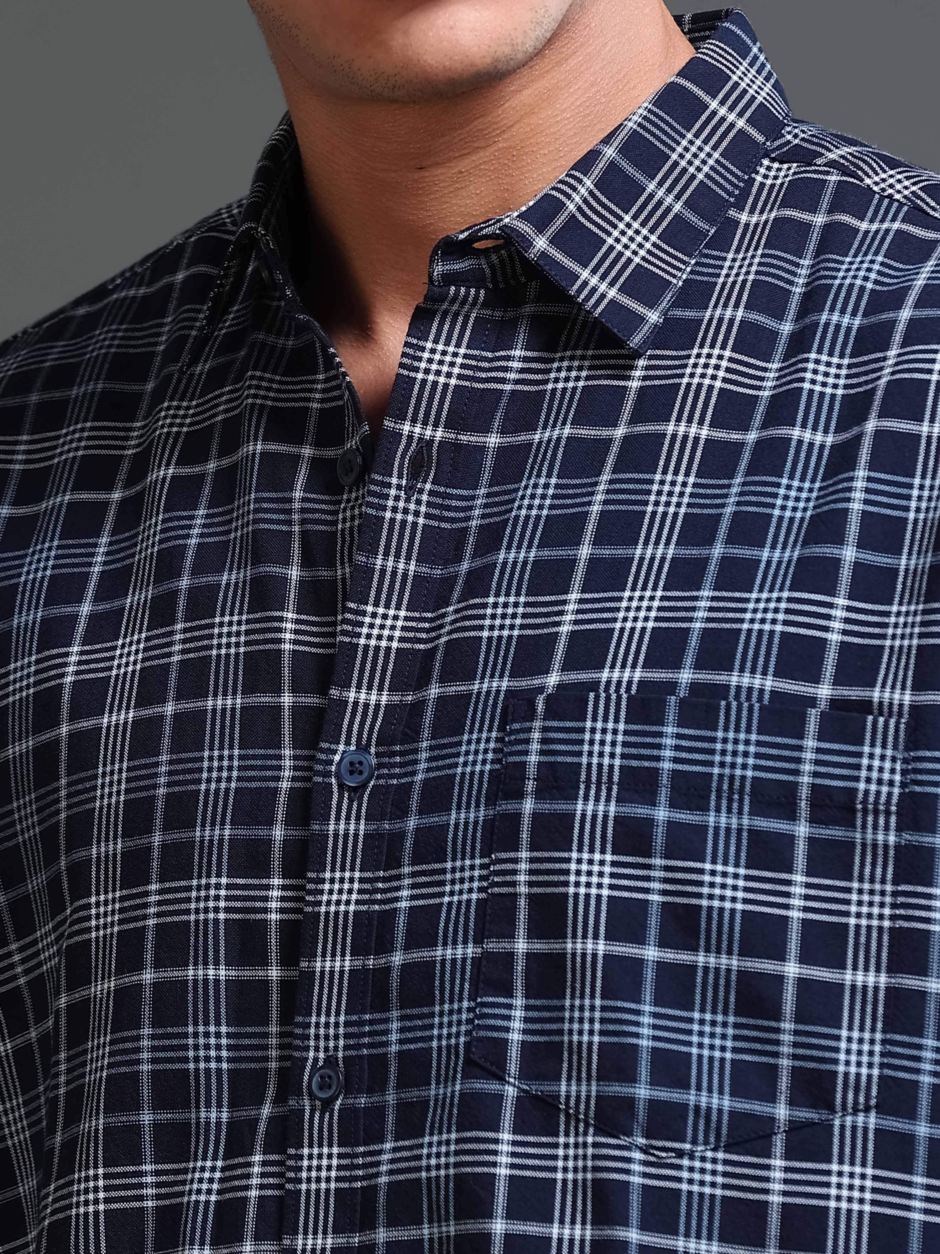 Men's Premium Oxford Checks Blue Shirt