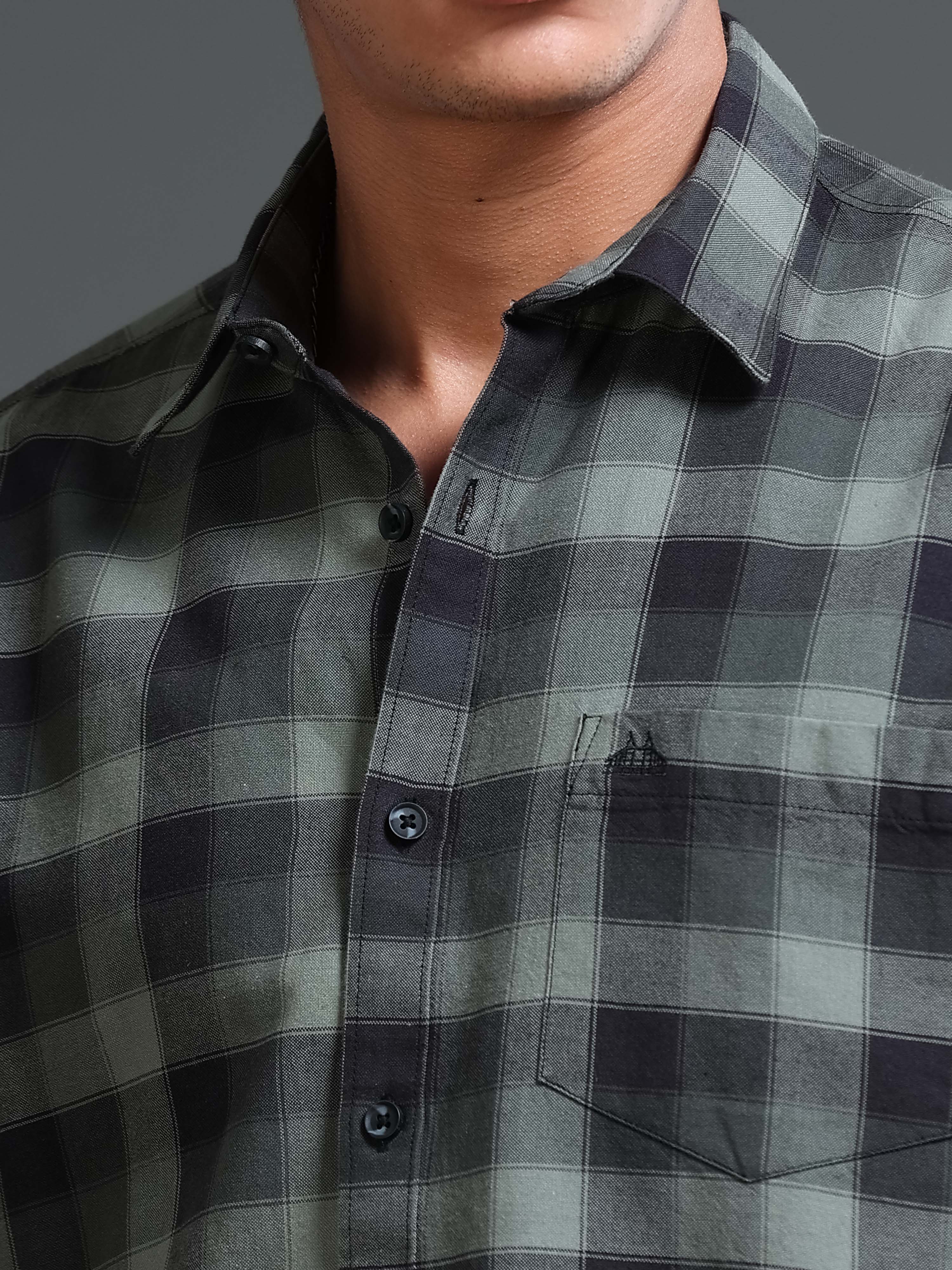 Men's Premium Oxford Checks Green Shirt