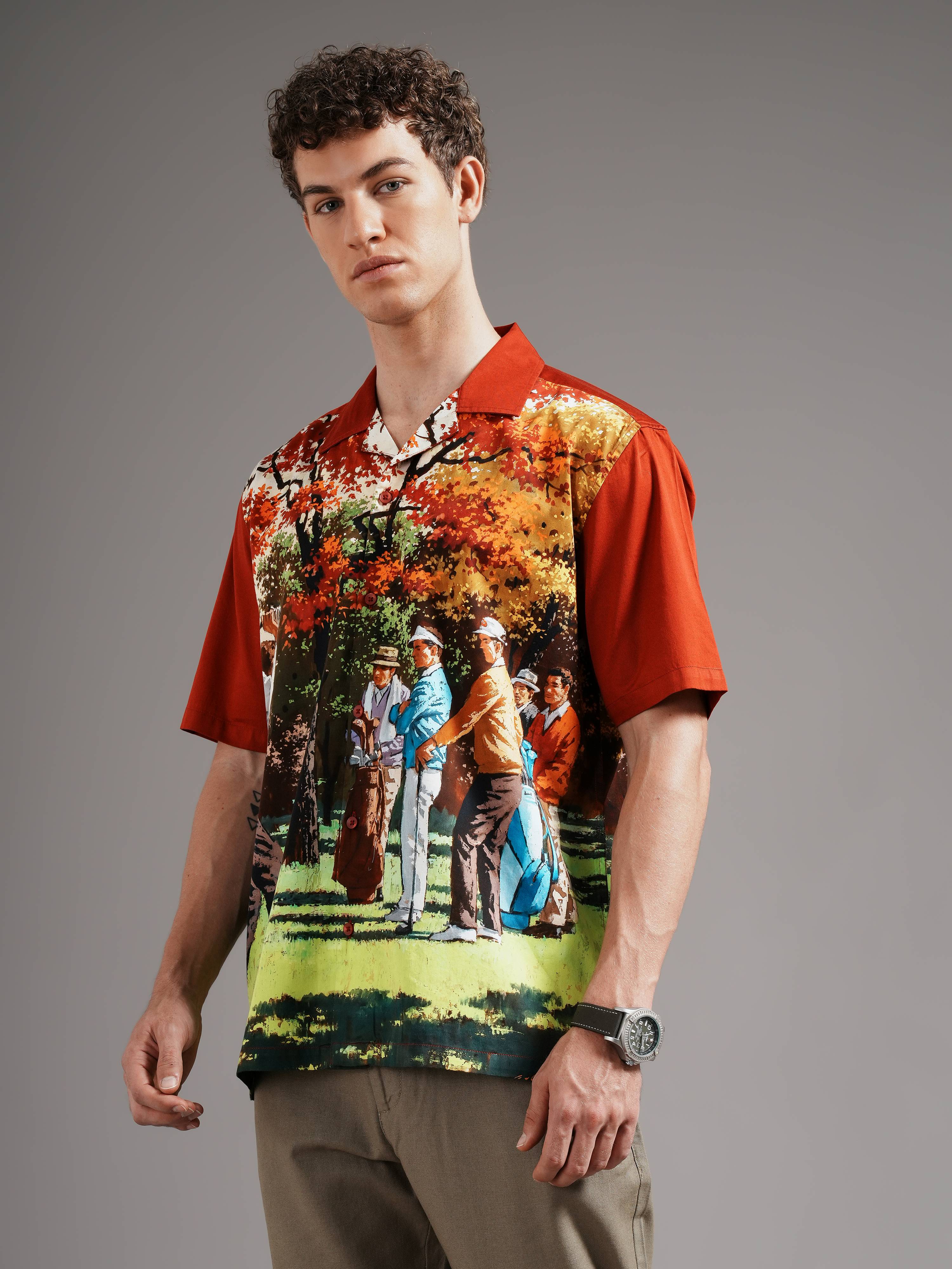 Men Smart Slim Fit Printed Casual Shirt
