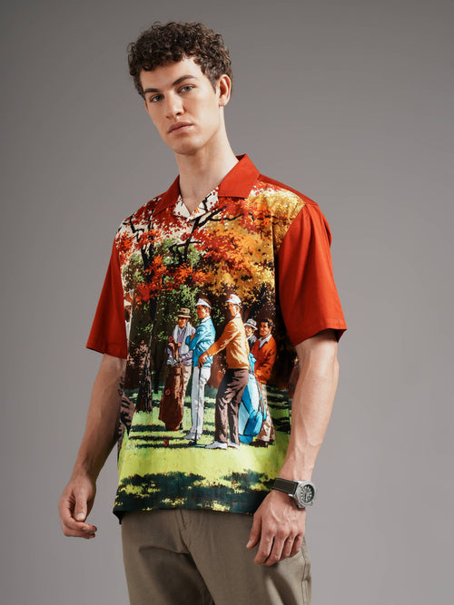 Men Smart Slim Fit Printed Casual Shirt