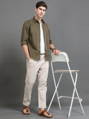 Men Smart Cotton Linen Slim Fit Shirt