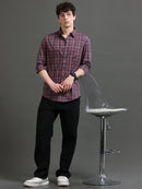 Men Smart Slim Fit Tartan Checks Checked Casual Shirt