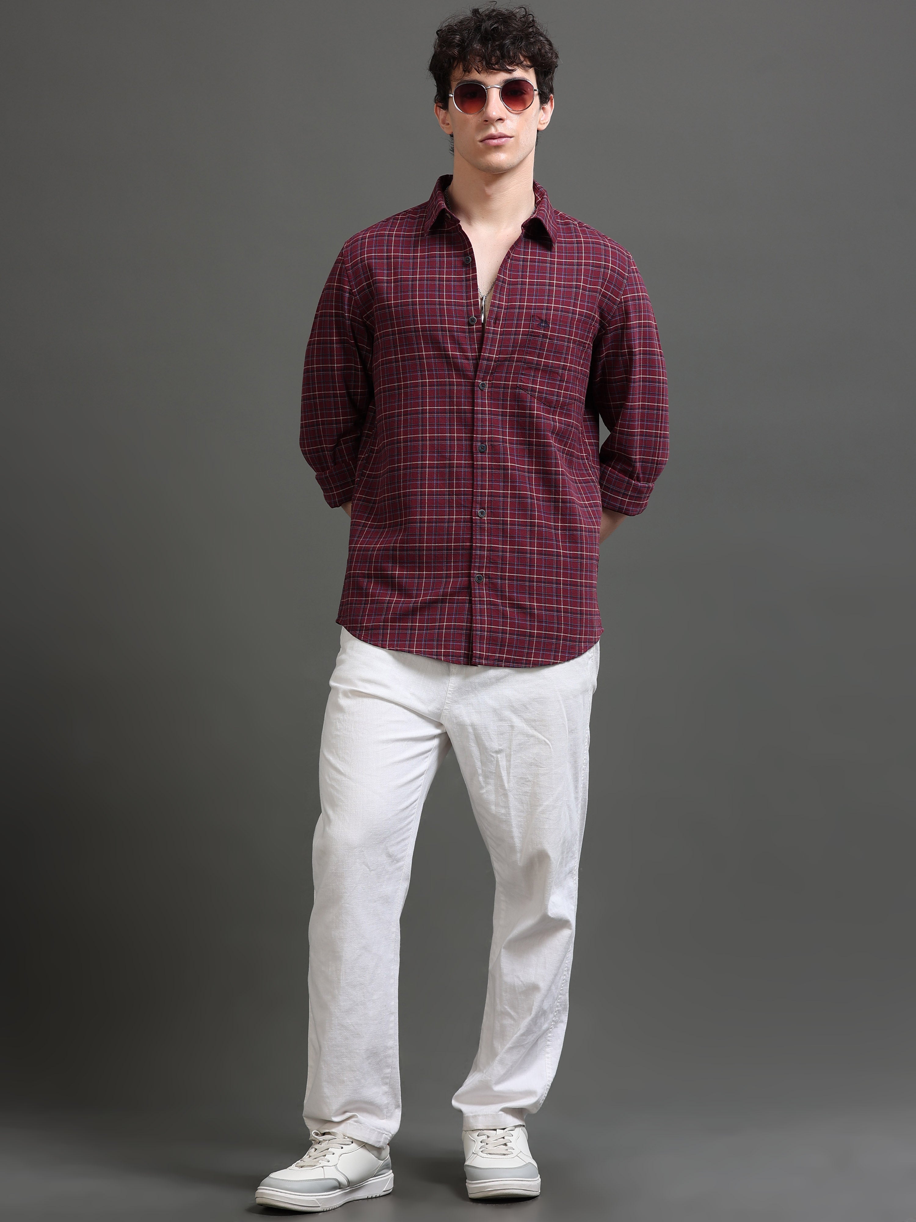 Men Smart Slim Fit Tartan Checks Checked Casual Shirt