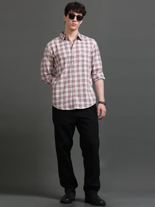 Men Smart Slim Fit Checked Casual Shirt
