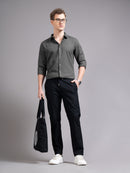 Men Smart Slim Fit Low-Rise Chinos Trousers