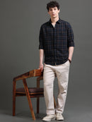 Men Smart Slim Fit Tartan Checks Checked Casual Shirt