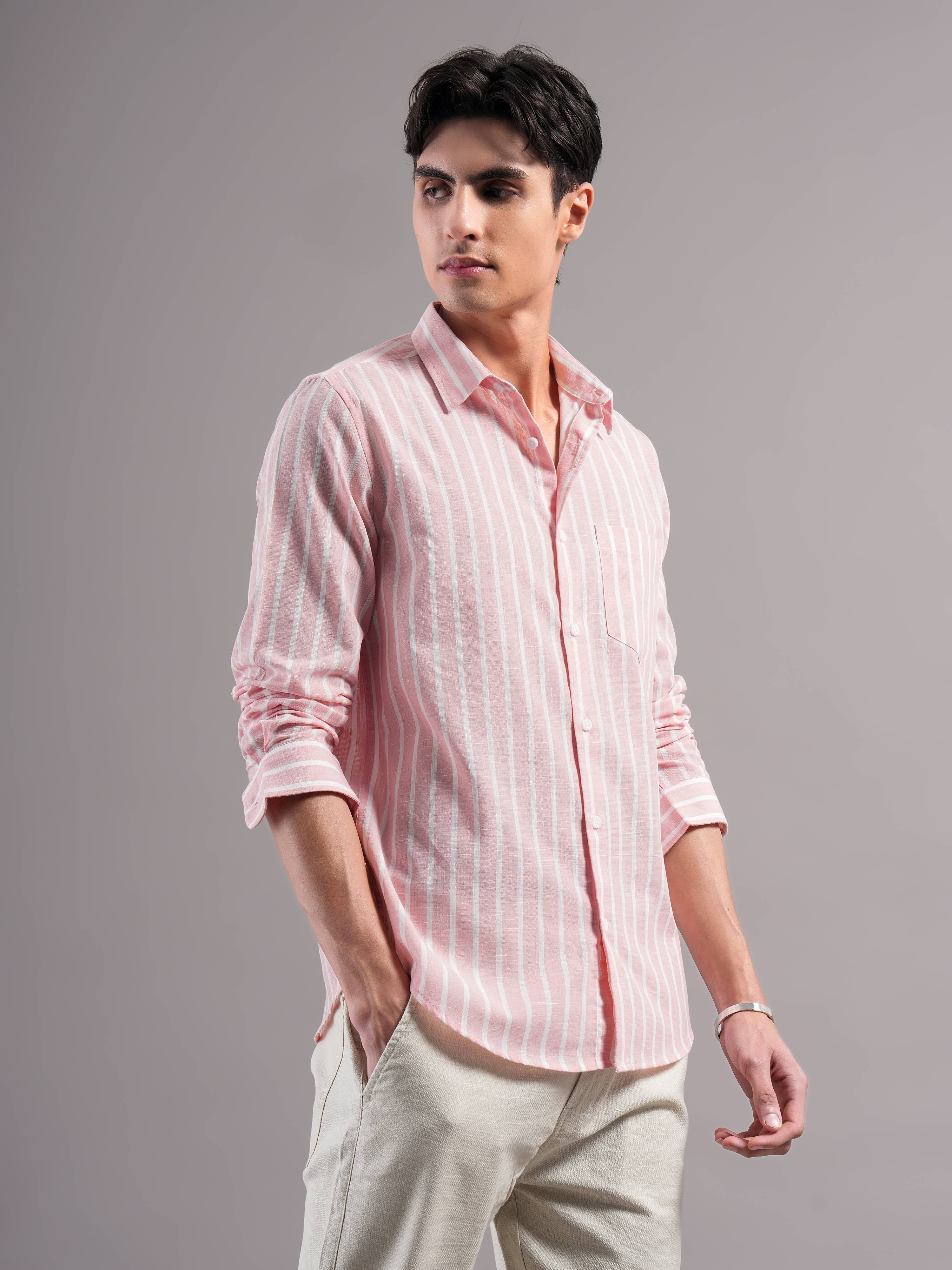Men Smart Slim Fit Striped Casual Shirt