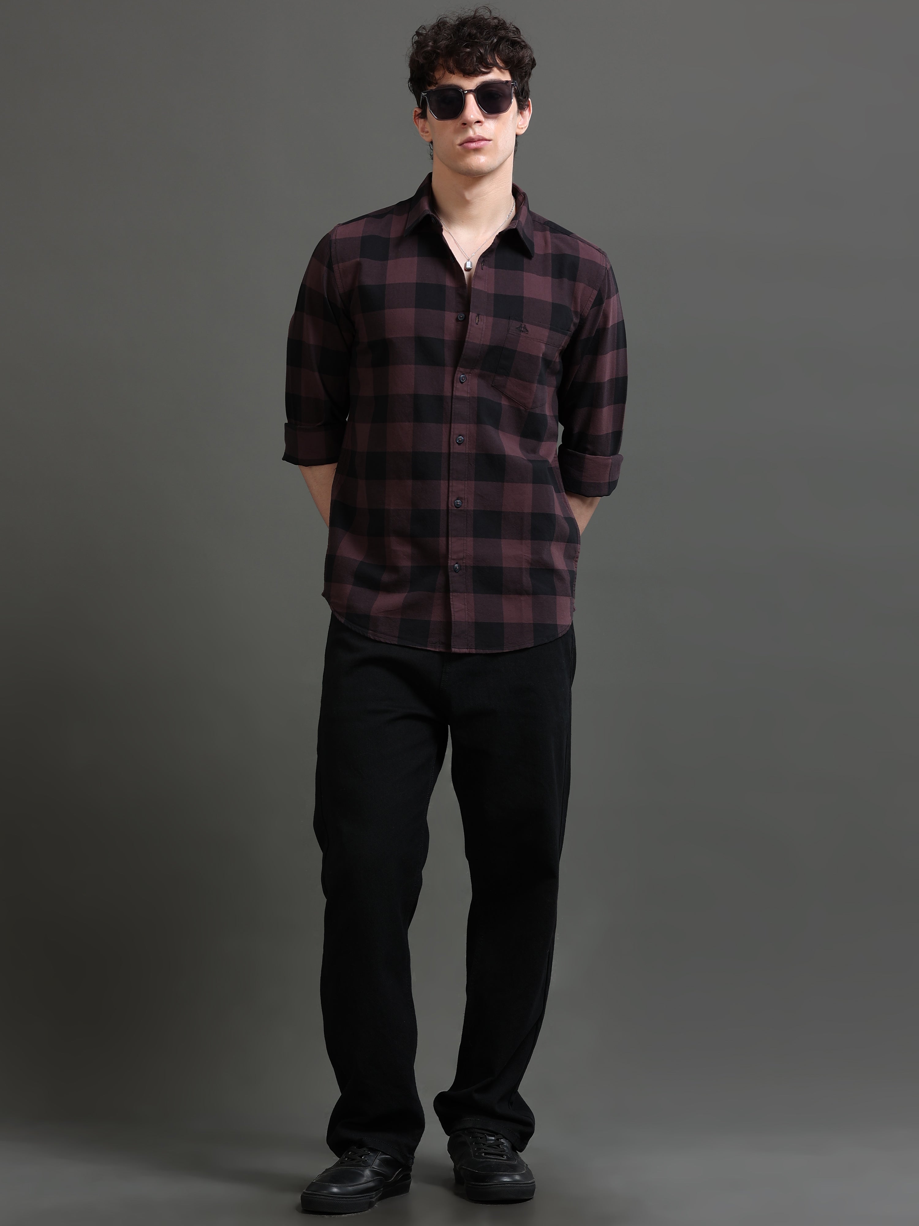 Men Smart Slim Fit Buffalo Checks Checked Casual Shirt