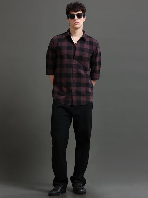 Men Smart Slim Fit Buffalo Checks Checked Casual Shirt
