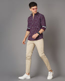 Men Classic Fit Spread Collar Abstract Printed Cotton Casual Shirt