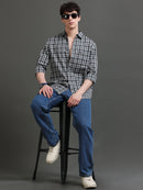 Men Smart Slim Fit Checked Casual Shirt