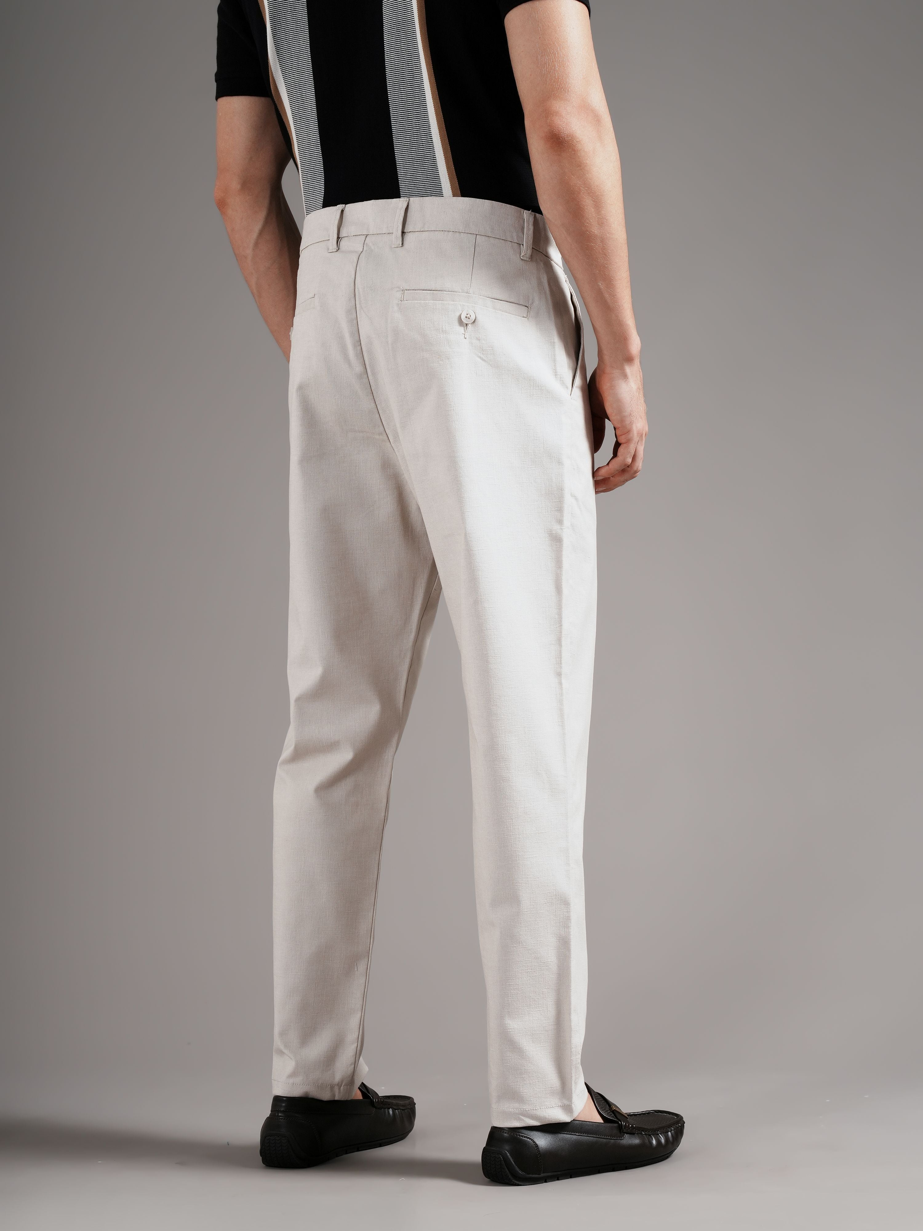 Men Tailored Straight Fit Low-Rise Trousers